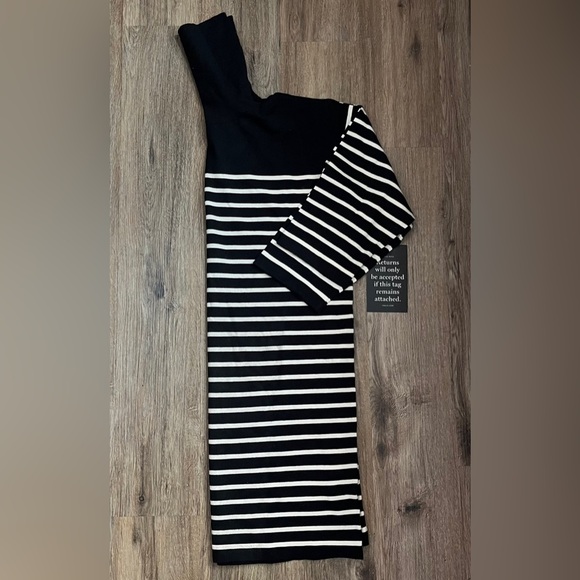 Tuckernuck Pomander Place Striped Durand Turtleneck Dress-Black/White-Women’s M - Picture 8 of 14